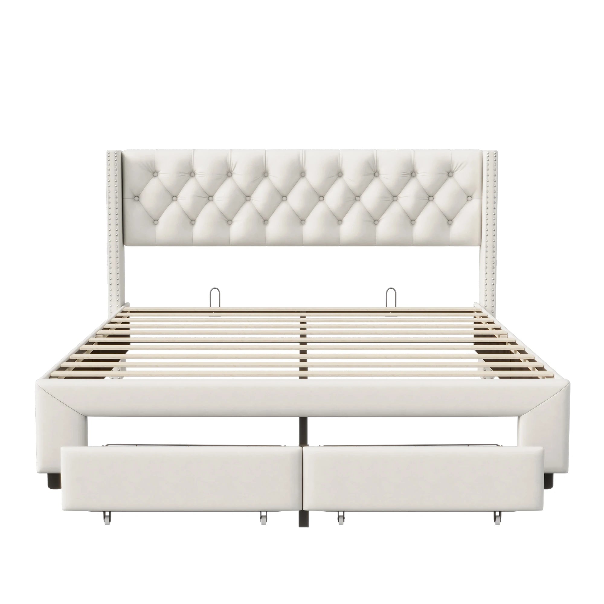 Fluwelen tweepersoonsbed met LED-verlichting, USB-poort en opberglades