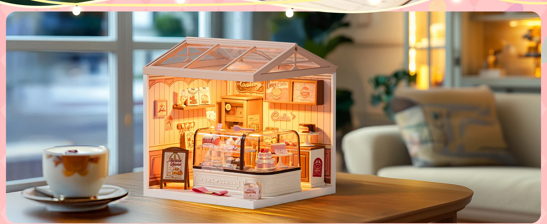 3D Puzzel Miniatuur Roze Slaapkamer – DIY Bouwset voor Creatieve Hobbyisten en Poppenhuisfans
