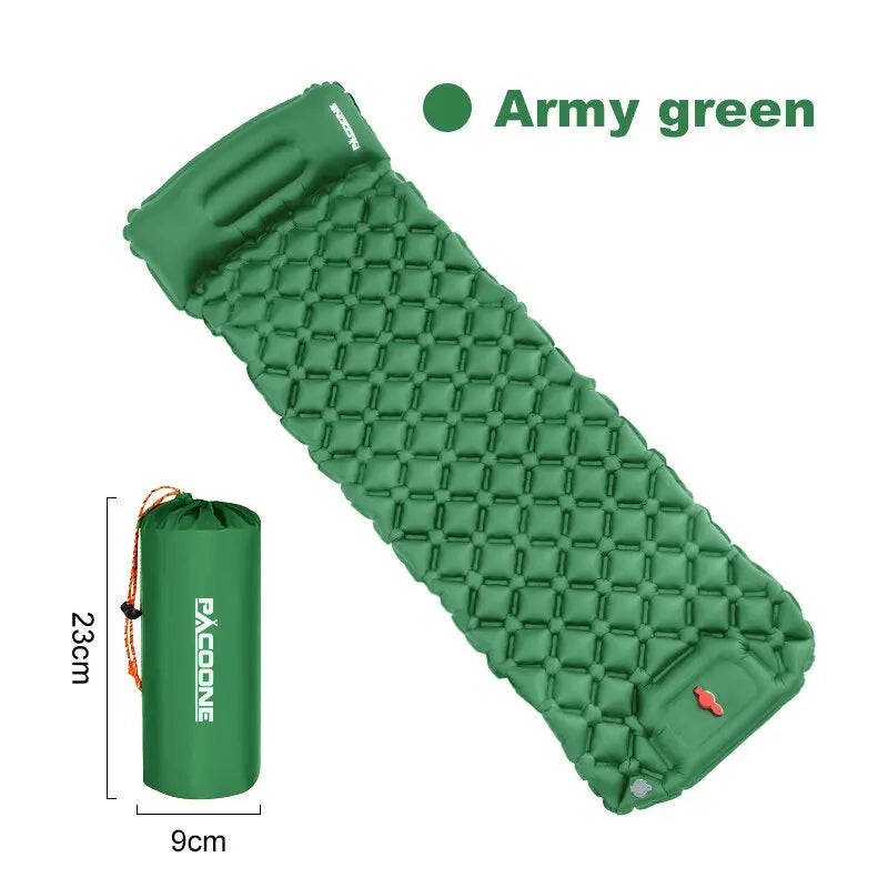 Opblaasbaar Ultralicht Slaapmatje met Ingebouwd Kussen en Pomp – Comfortabel Outdoor Slaapsysteem