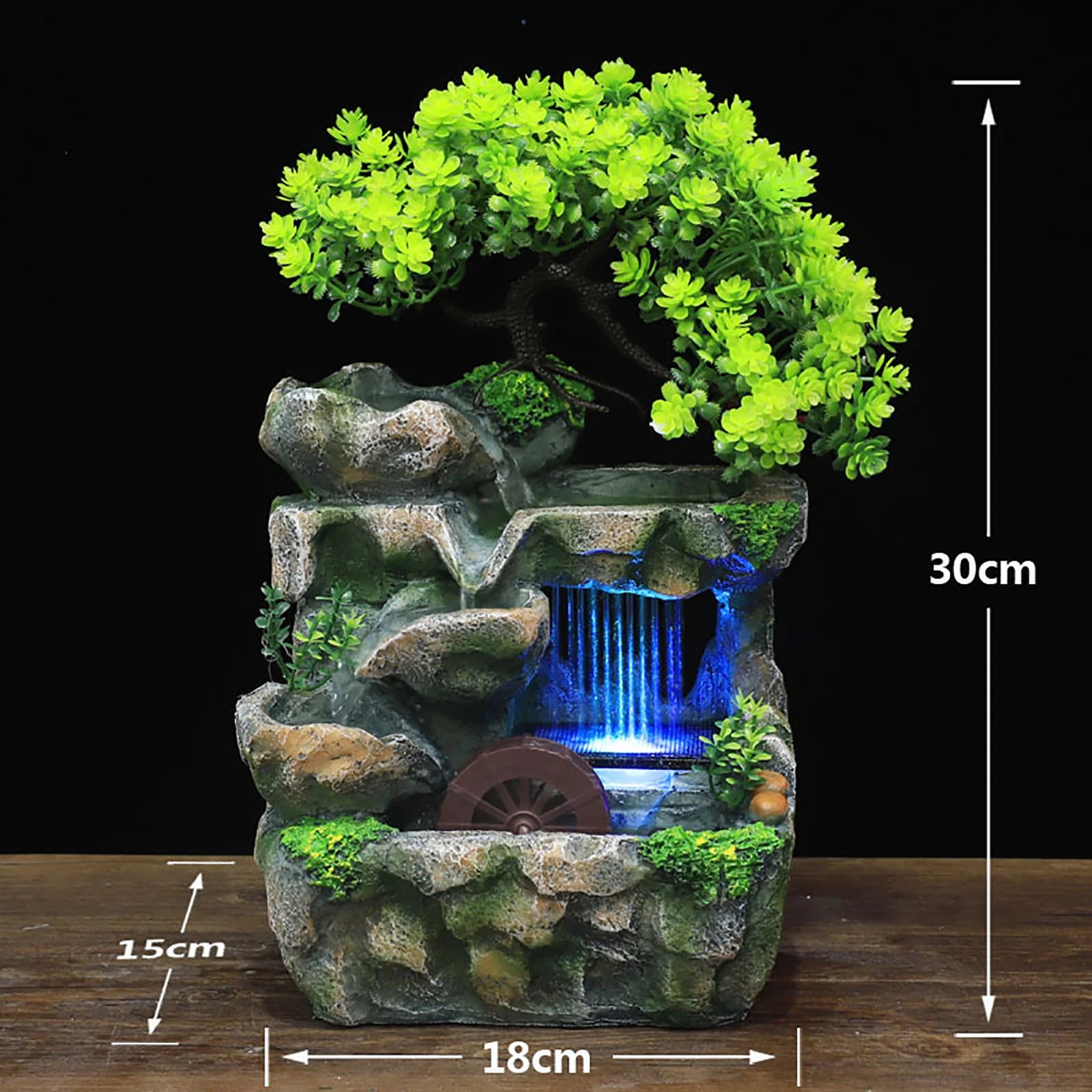 Desktop Fontein met LED Verlichting – Zen Indoor Waterfontein voor Rustgevende Decoratie op Tafel en Bureau
