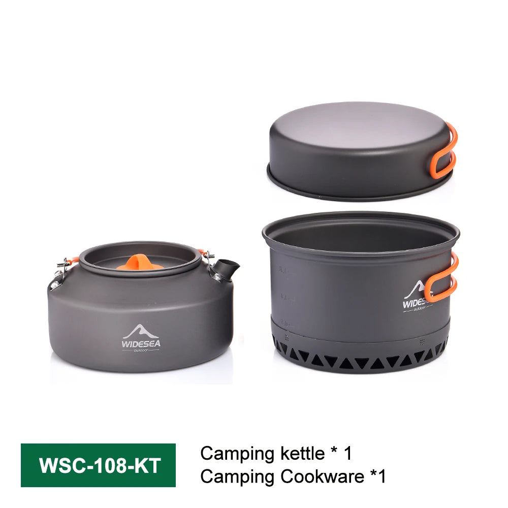 Camping kookset – Outdoor servies & kookgerei – Potten, waterketel, koffiekop & filters – voor wandelen, picknick, reizen