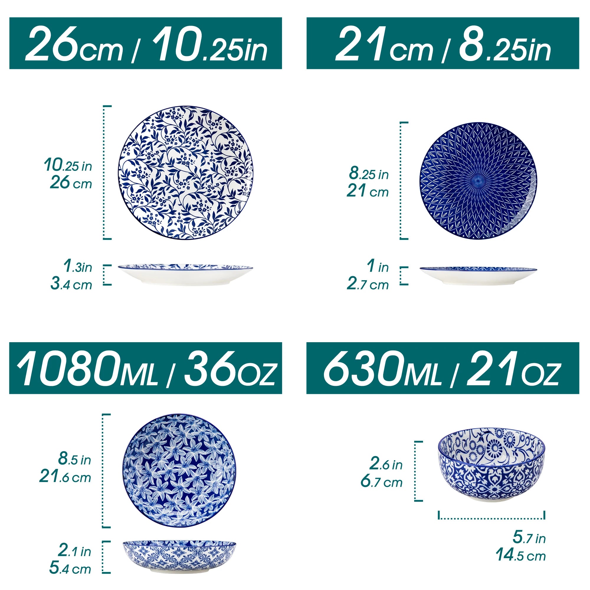 Blauw-Wit Porselein Servies Set 12-36 Delig – Chinese Keramische Bordenset met Kommen en Borden