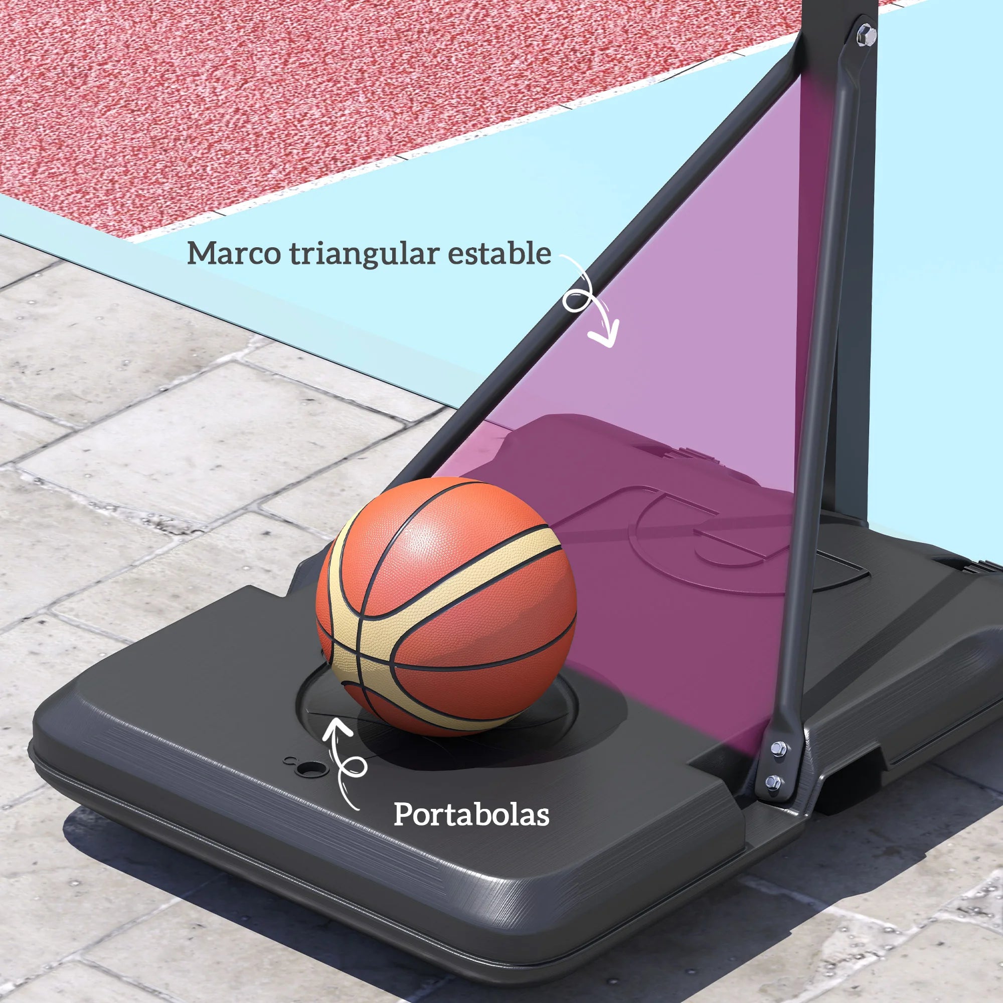 Verstelbare Outdoor Basketbalring 180-270 cm – Stevige Basketbalstandaard met Wieltjes voor Tuin en Sportveld