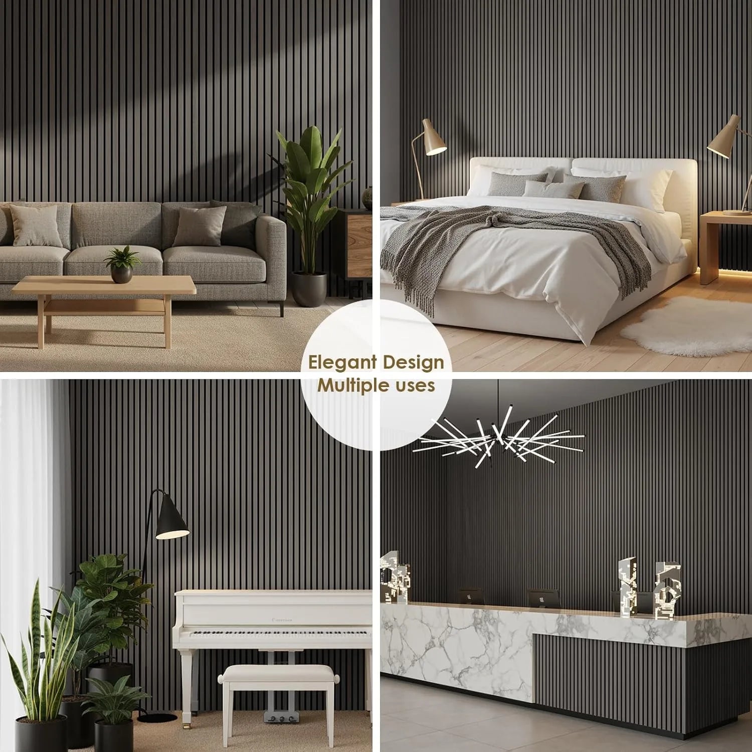 Houten Akoestische Panelen 120x60 cm Set van 4 – Geluidsabsorberende Wandpanelen met Houtlook voor Interieur