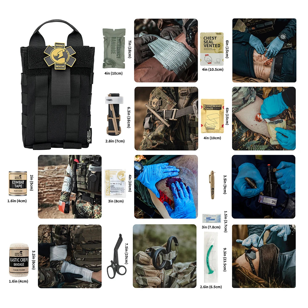 Tactische IFAK EHBO‑Kit 500D Nylon met Tourniquet – Noodset Eerste Hulp voor Outdoor & Survival