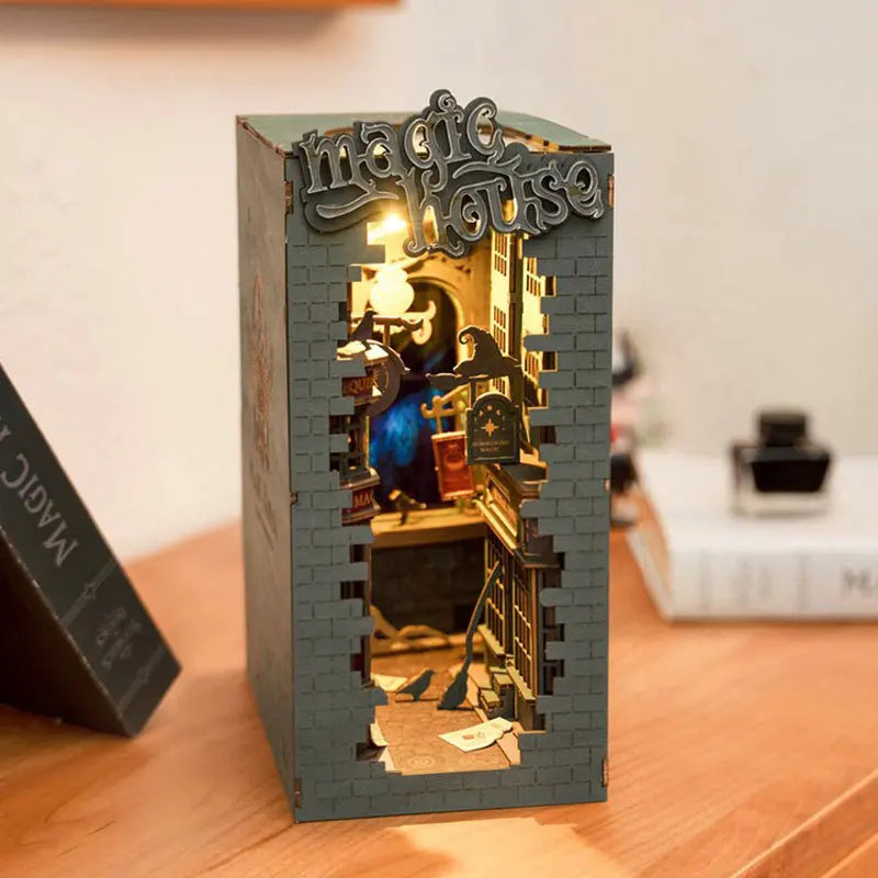 Houten Miniatuur Boekhoekje DIY – LED Sfeerlampje Creatief Knutselpakket voor Jong en Oud