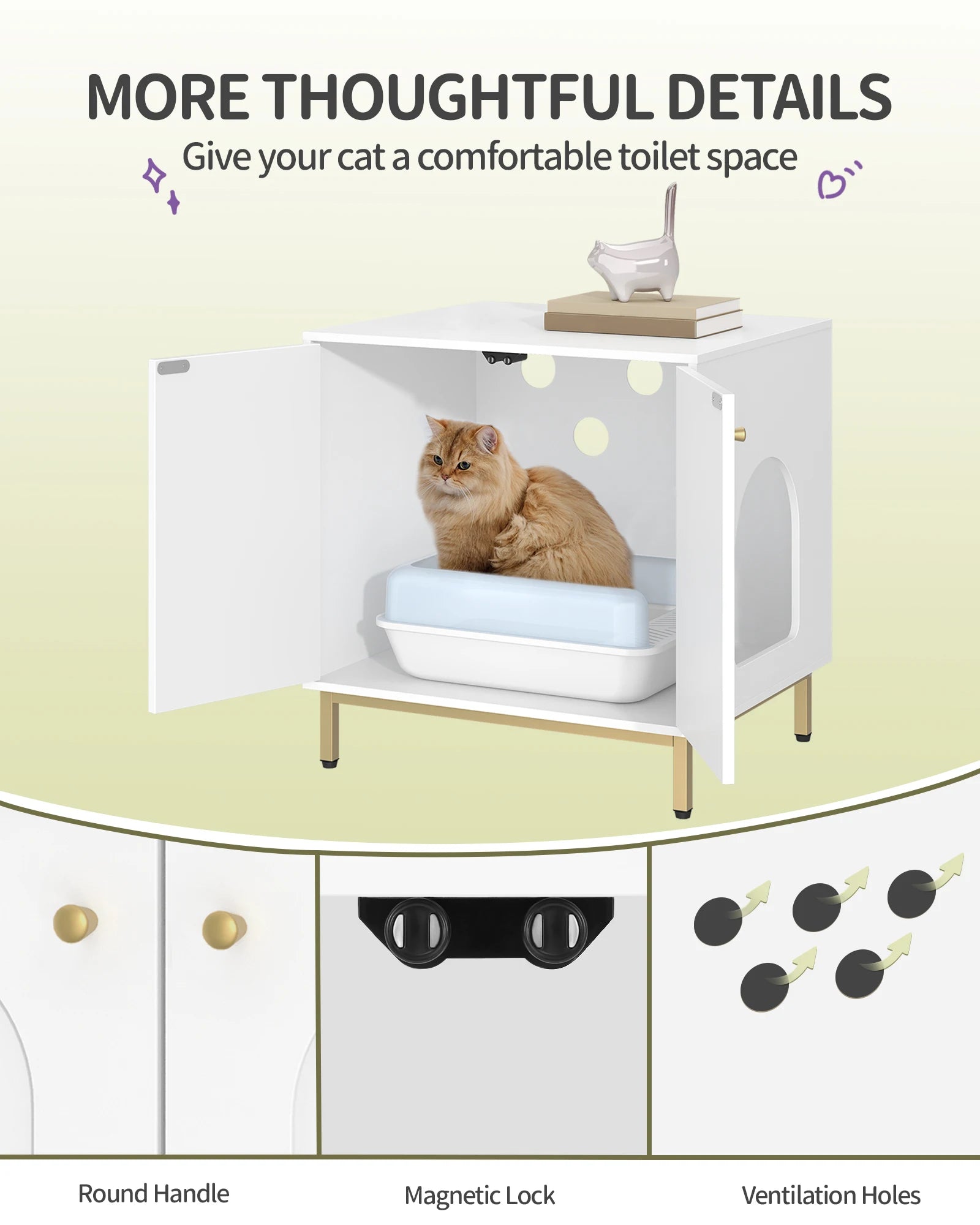 Kattenbak Kast – Stijlvolle Kattenbak Verbergmeubel met Zij-ingang en Zijtafel‑functie