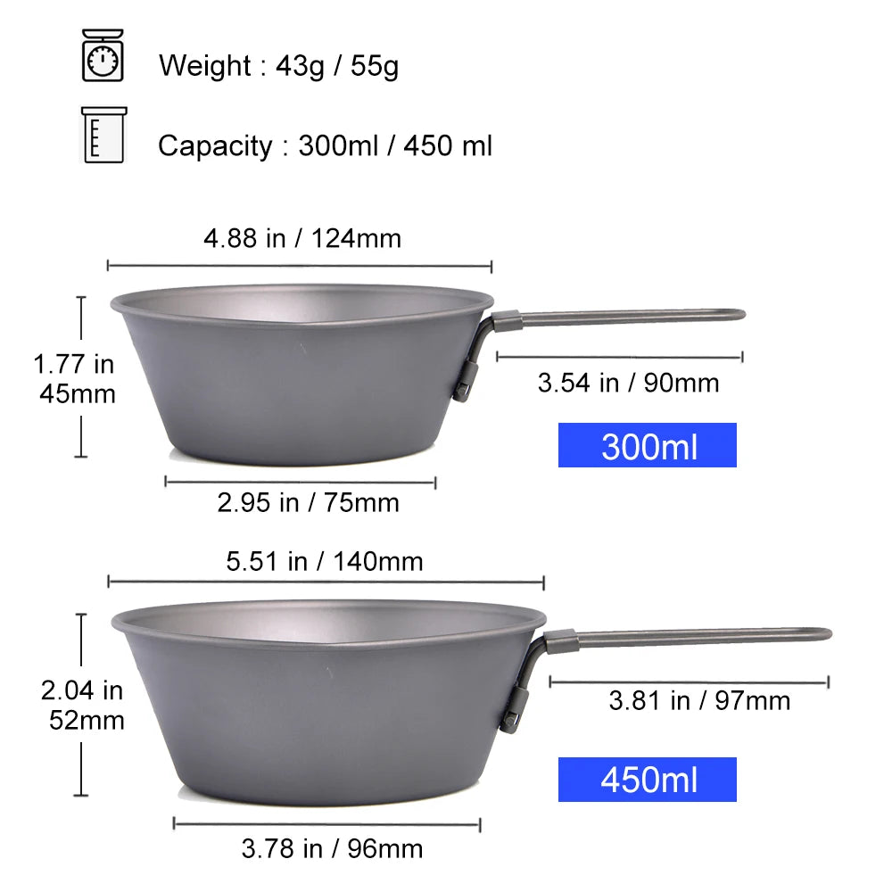 Ultralichte Titanium Beker met Opvouwbaar Handvat – Camping & Outdoor Mok