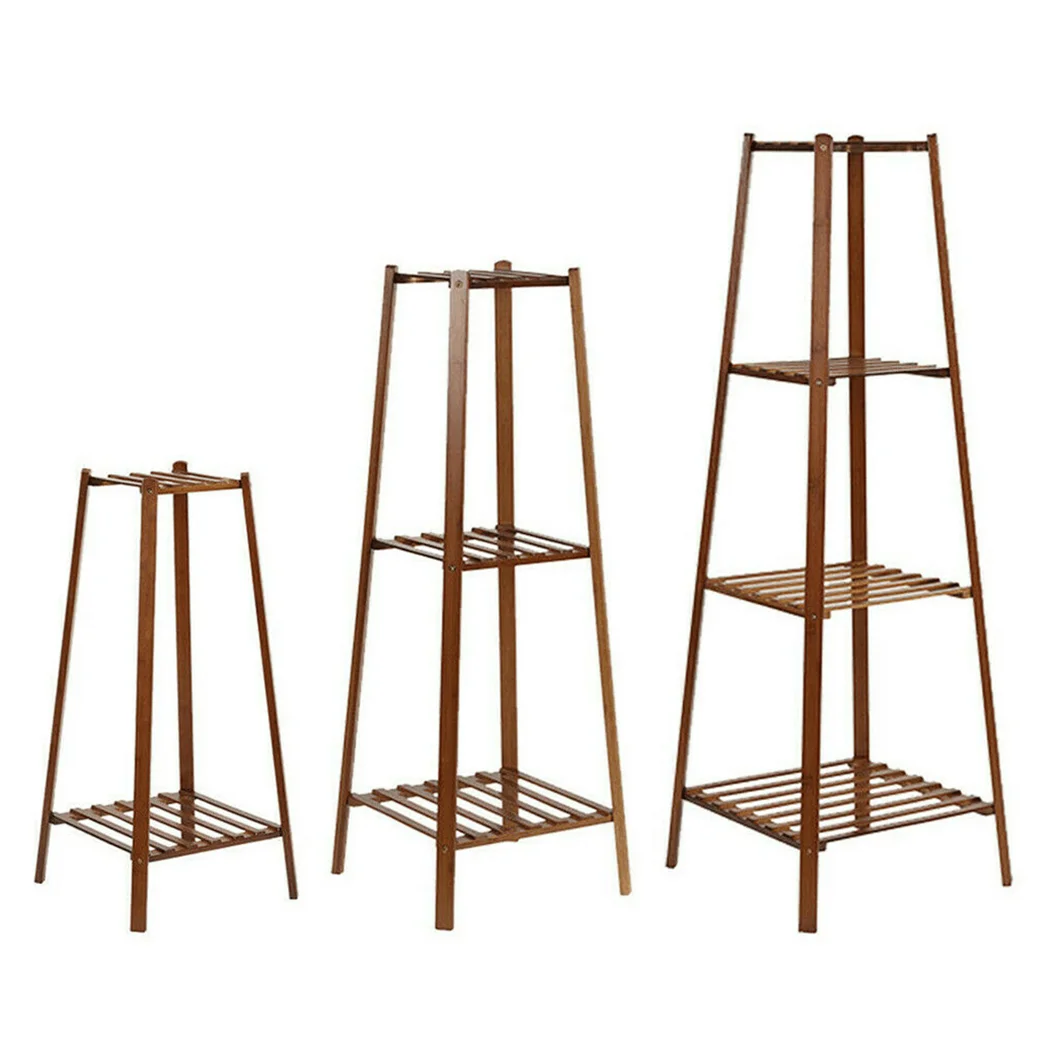 Bamboe Plantenhouder Hoog – Gelaagd Plantenrek Binnen & Buiten – Houten Bloemenrek voor Balkon, Woonkamer & Tuin