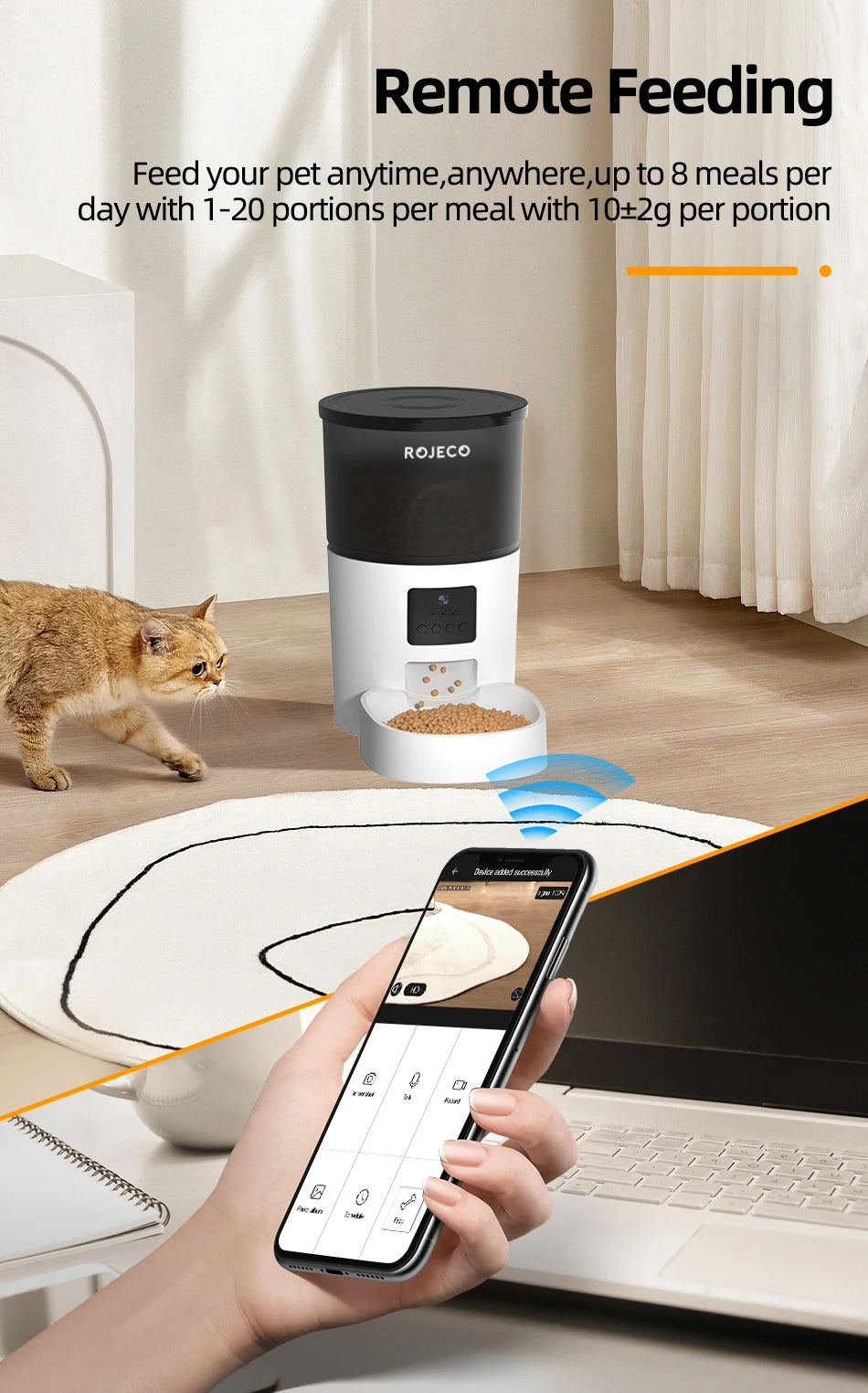 Automatische Kattenvoerautomaat met Camera en Stemfunctie – Slimme Voerdispenser voor Katten en Honden met App & Timer