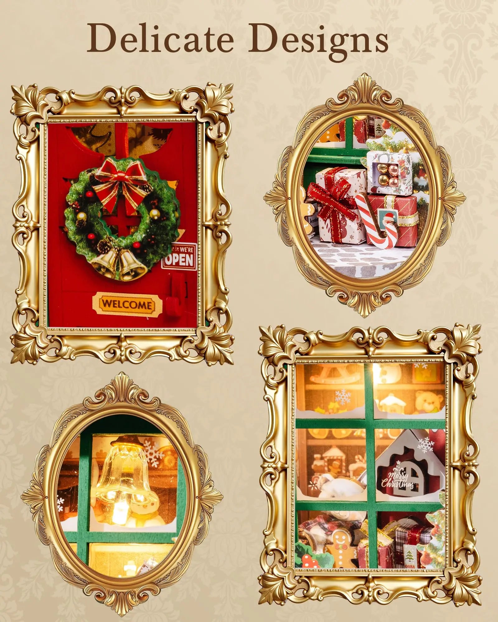 3D LED Kerst Diorama Houten Puzzel – Sfeervolle Kerstdecoratie & Creatief Cadeau voor Volwassenen