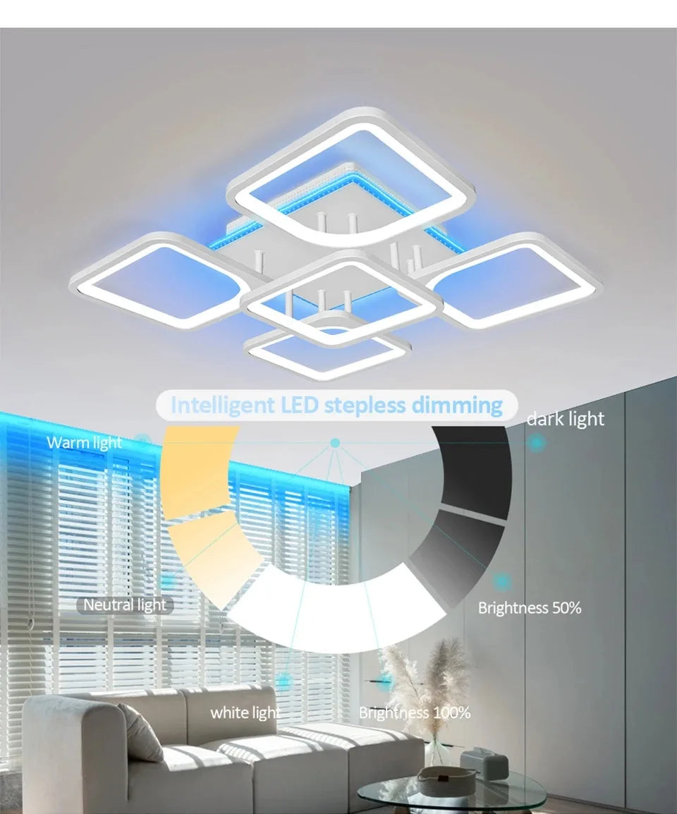 Slimme Vierkante LED Plafondlamp – Dimbare Minimalistische Plafondverlichting met Afstandsbediening & App