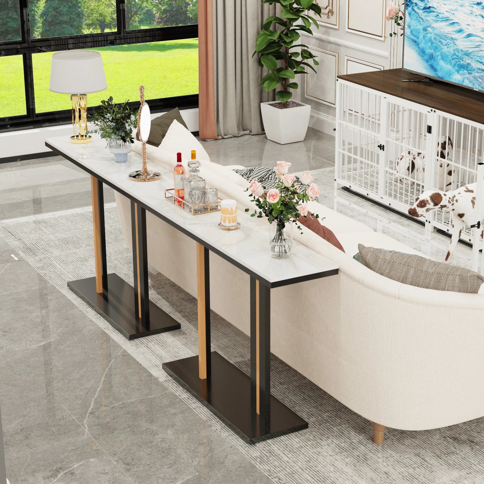 Moderne Console Tafel met Sintered Stone Blad – Smalle Haltafel / Wandtafel Luxe Design 118 cm