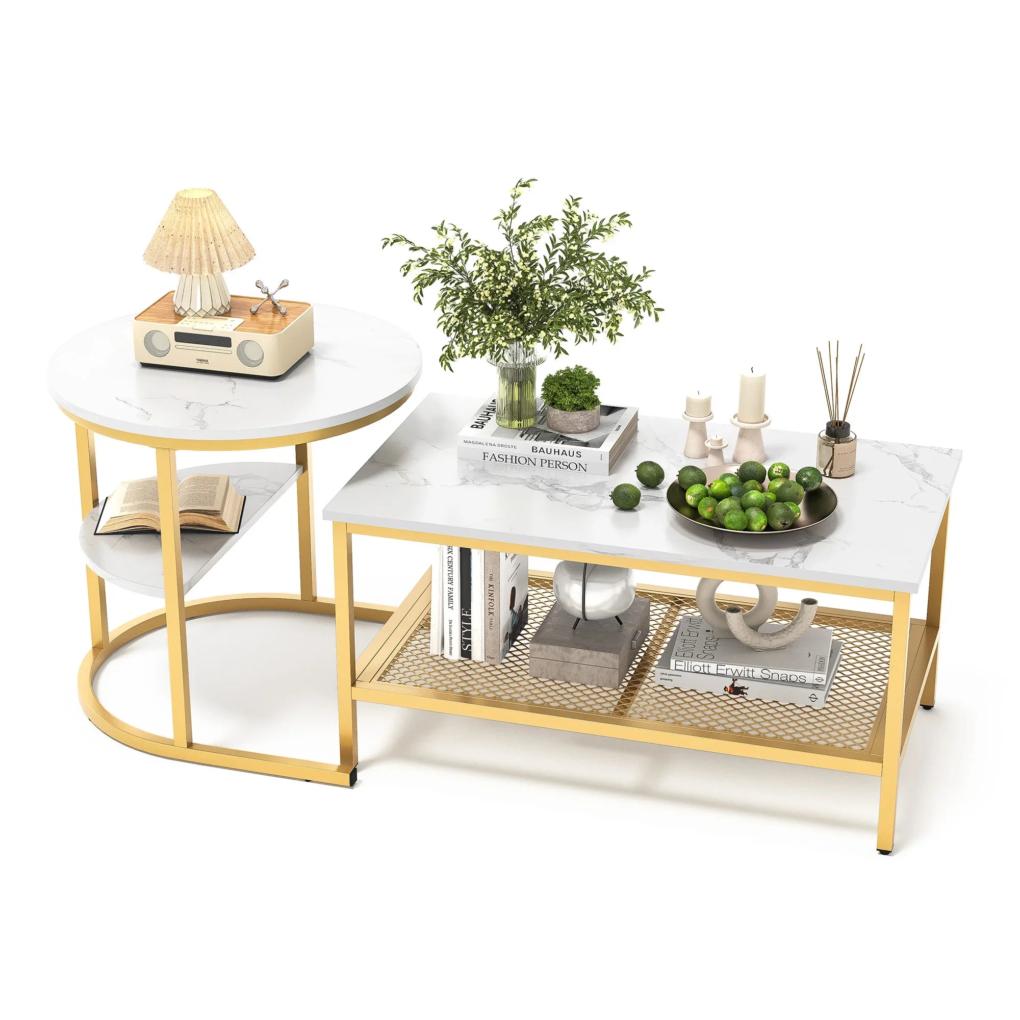 Moderne set van 2 salontafels met marmerlook – stijlvol en functioneel