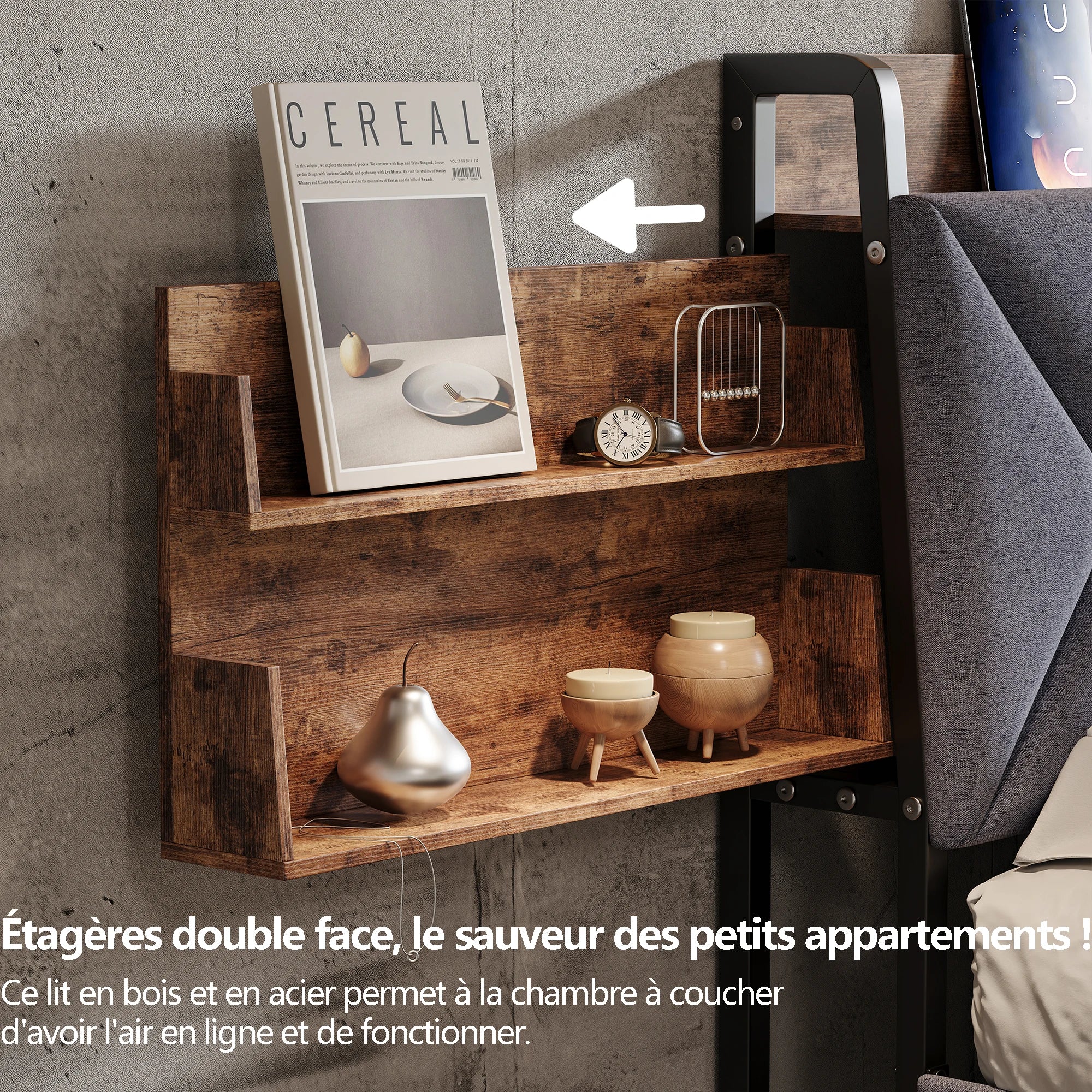 Gestoffeerd tweepersoonsbed met LED‑verlichting, USB‑oplaadfunctie en 4 lades – ideaal voor moderne slaapkamers