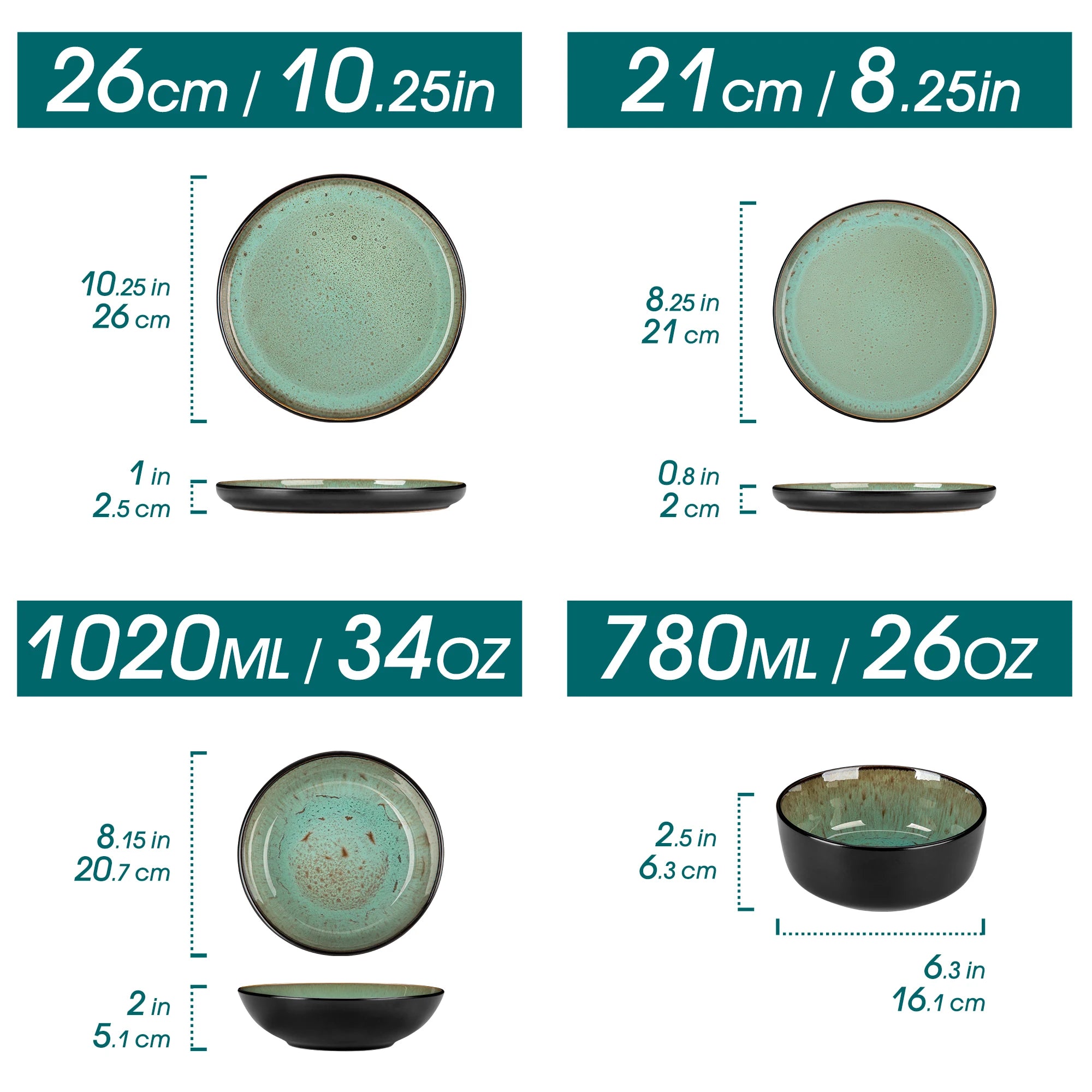 Servies Set 16-Delig – Mat Zwart Keramisch Servies – Modern & Duurzaam Steengoed voor 4 Personen