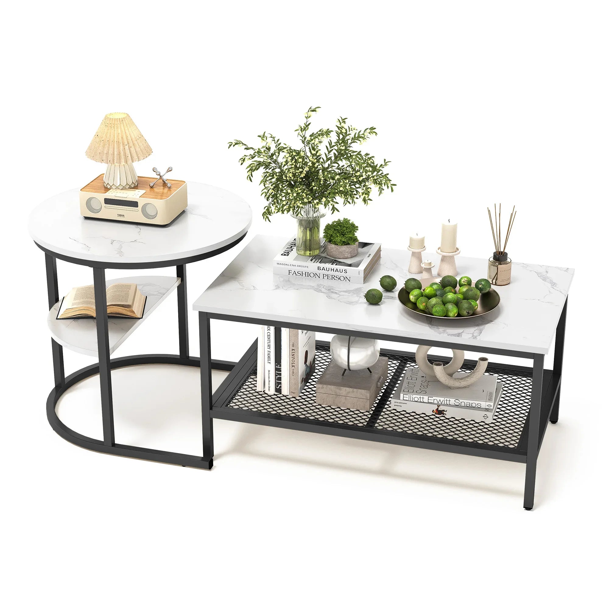Moderne set van 2 salontafels met marmerlook – stijlvol en functioneel