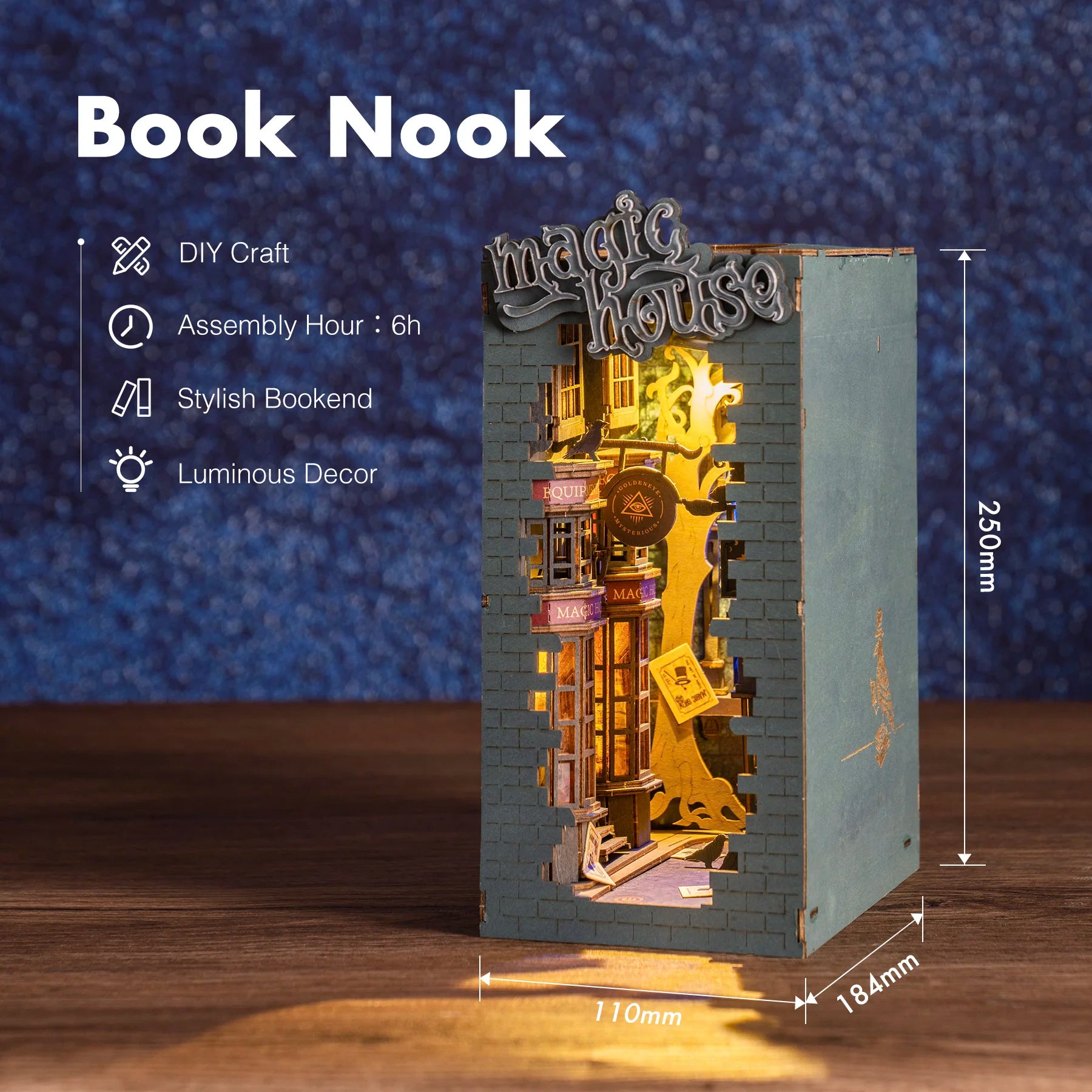 Houten Miniatuur Boekhoekje DIY – LED Sfeerlampje Creatief Knutselpakket voor Jong en Oud