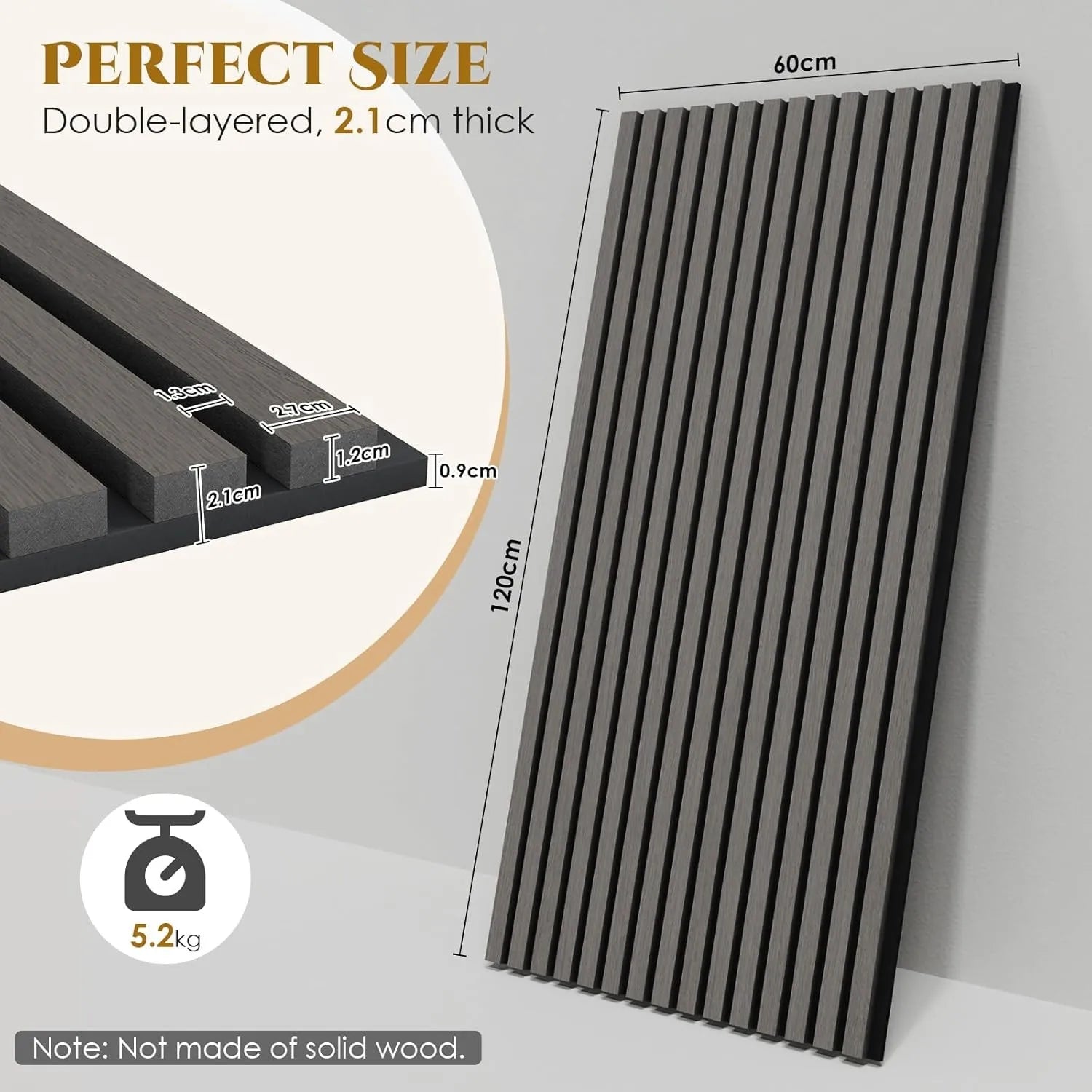 Houten Akoestische Panelen 120x60 cm Set van 4 – Geluidsabsorberende Wandpanelen met Houtlook voor Interieur