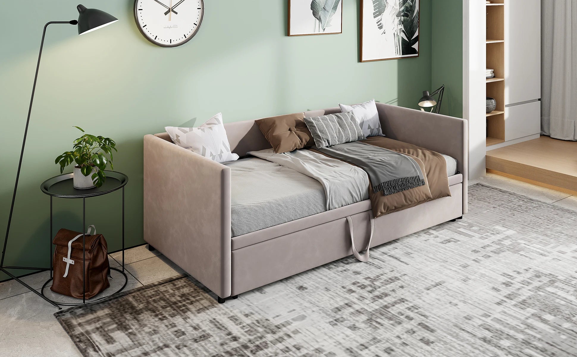 Fluwelen 2‑in‑1 Slaapbank 90×200 cm – Multifunctionele Bank & Bed