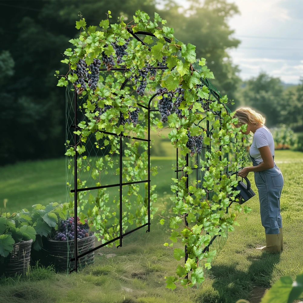 U-vormig Metalen Tuinklimrek voor Planten en Groenten – Sterk Klimrek met Nylon Net | 150KG Draagkracht | Duurzaam Tuinrek