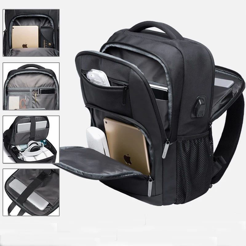 Stijlvolle Heren Laptop Rugzak – Business & School Backpack met USB‑Poort