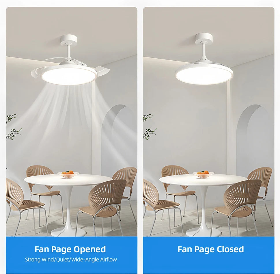Plafondventilator met Lamp en Uitschuifbare Bladen – Slimme LED Plafondlamp met Afstandsbediening & App