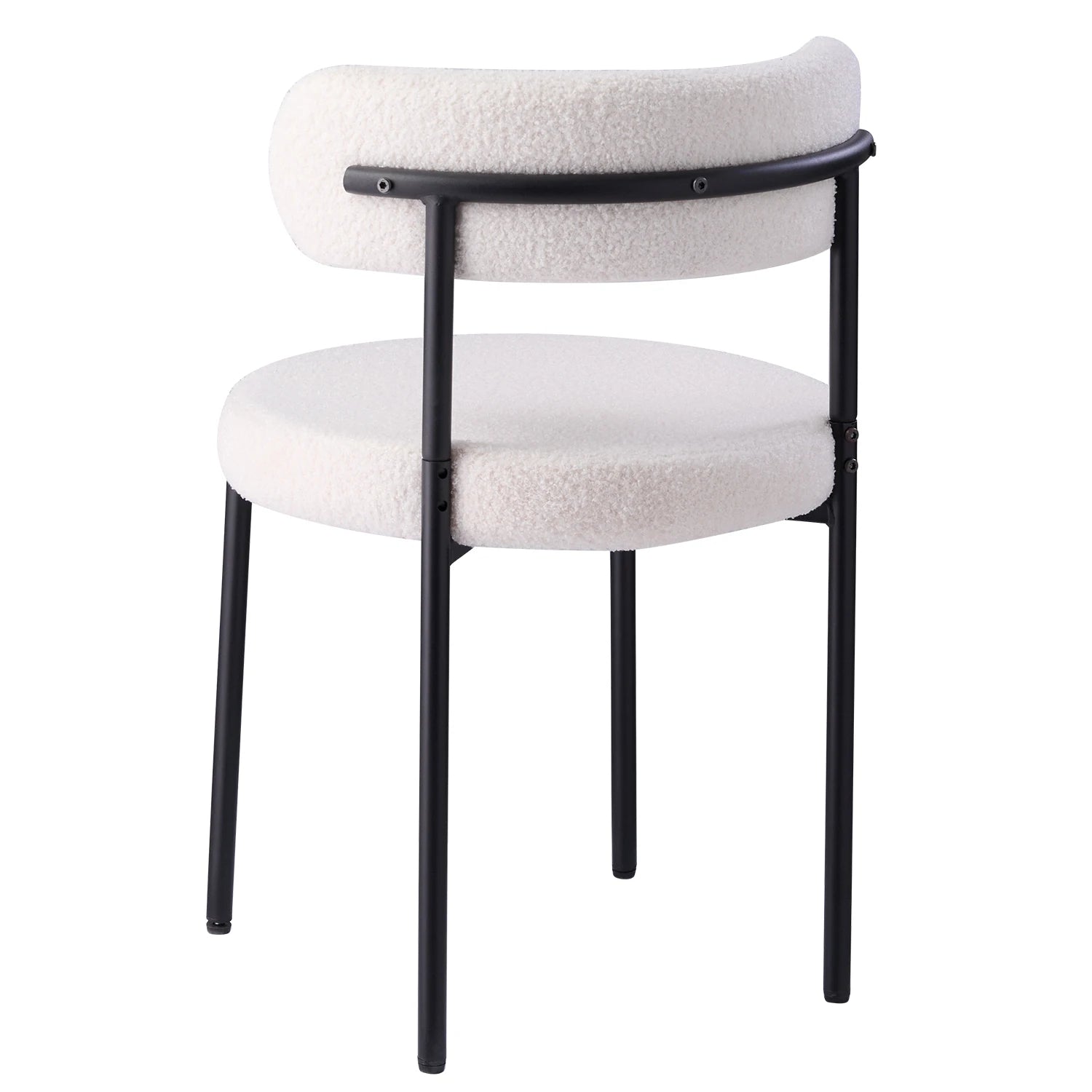 Scandinavische Eetkamerstoelen Set van 4 – Teddy Velvet Stoelen met Metalen Poten – Moderne Keukenstoelen Gestoffeerd – Beige/Zwart Design