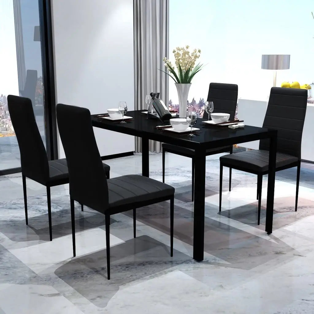 4‑delige moderne eetkamerstoelen set — PU leder met metalen poten, geschikt voor woonkamer, keuken & eetkamer