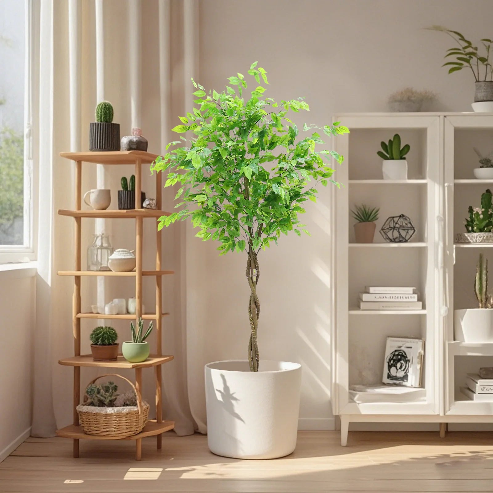 Kunstmatige Ficusboom 160–180 cm – Grote Nep Boom voor Binnen & Overdekt Buiten – Realistische Kunstplant Woonkamer & Kantoor