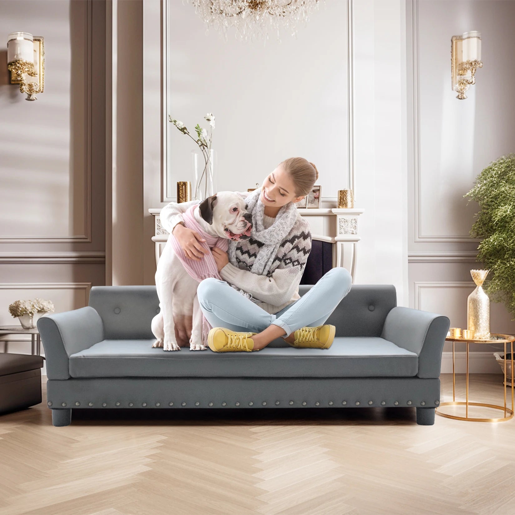 Verhoogd Hondenbed Groot & Middelgroot – Luxe Hondenbank met Orthopedisch Kussen