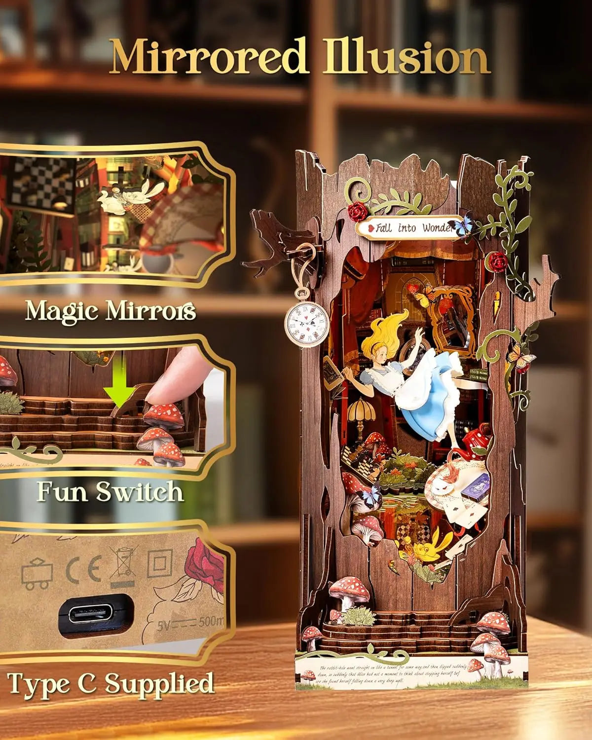 DIY Miniatuur Book Nook Kit – Houten Sprookjeshuis met LED Verlichting – Creatieve Puzzel voor Volwassenen en Kinderen
