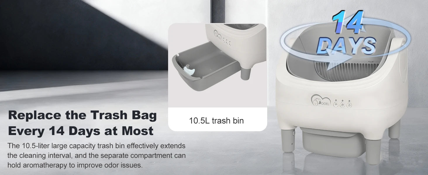 Automatische Kattenbak Zelfreinigend – Open-Top Kattenbak met App Bediening, Grote Capaciteit, Smart Litter Box met 2.4G WiFi