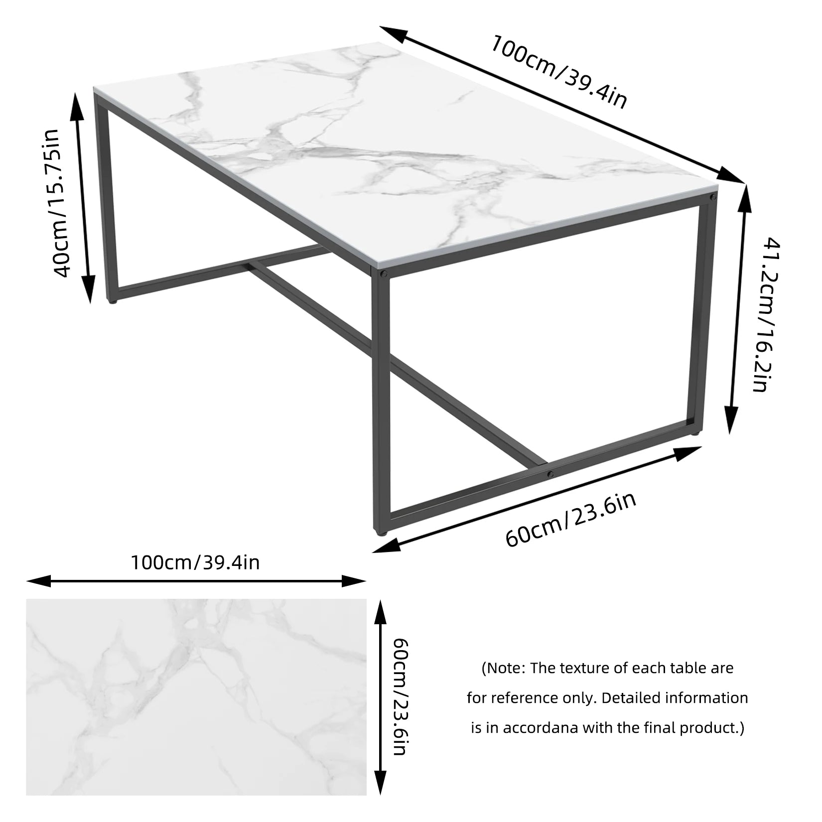 Salontafel van Gesinterd Steen – Moderne Rechthoekige Tafel met Zwart Metalen Frame – Grijs Tafelblad – Luxe & Duurzaam Design