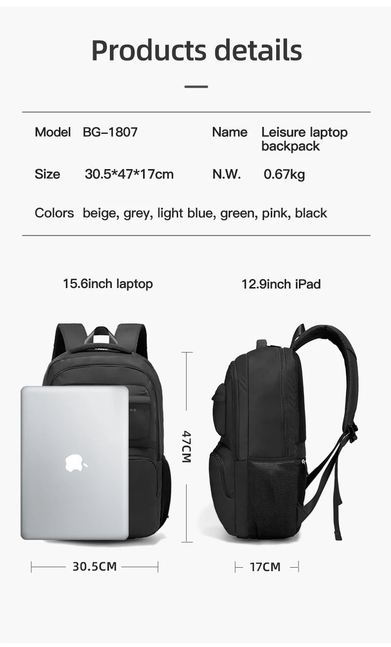 Grote Waterdichte Rugzak 15,6″ Laptop – Ruime Reistas voor School, Werk & Reizen