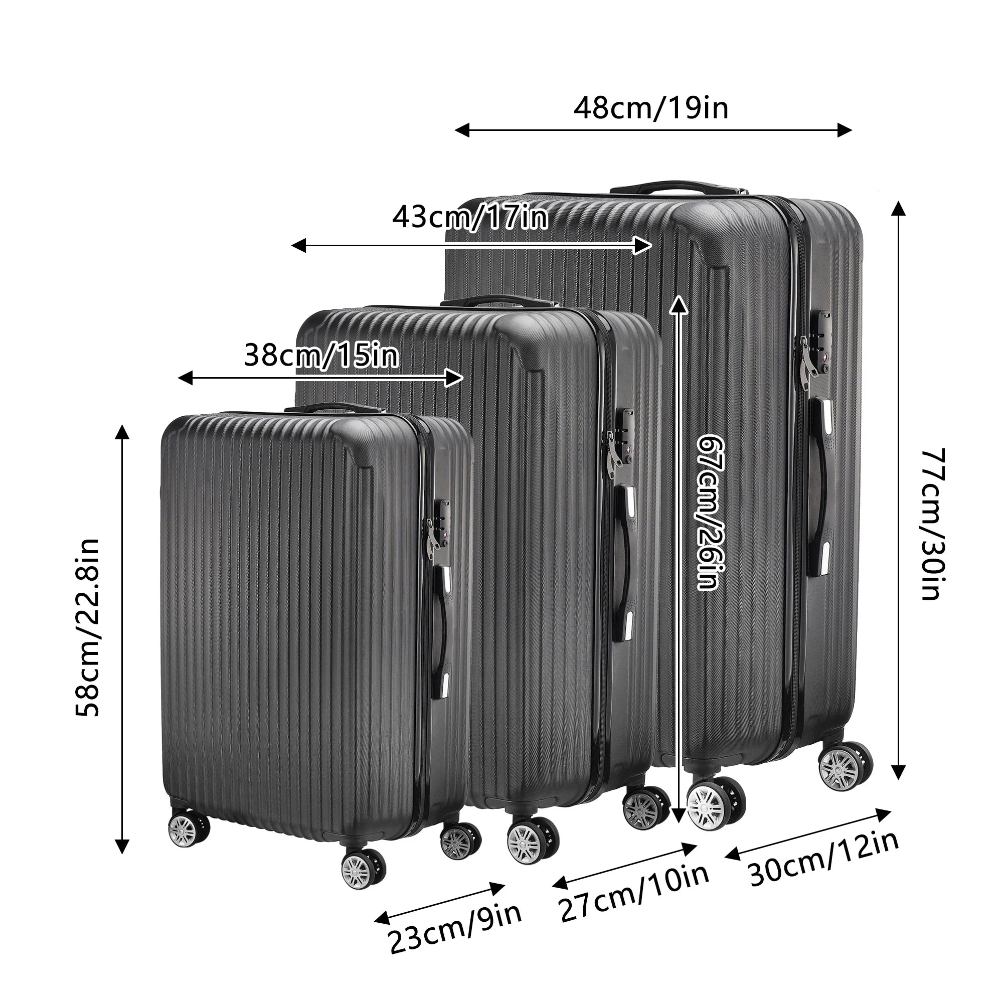 3‑delige lichtgewicht kofferset met TSA‑slot – reiskofferset