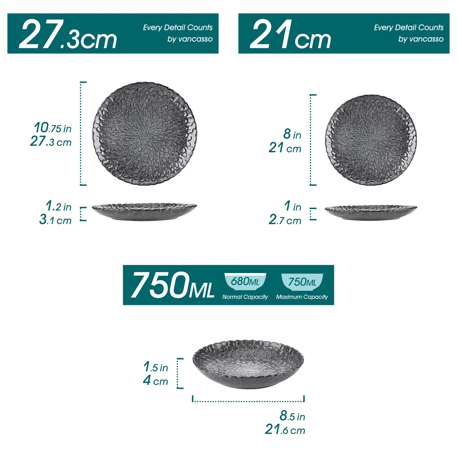 18-delige Serviesset Grijs voor 6 Personen – Steengoed Keramiek | Vaatwasser-, Oven- & Magnetronbestendig Modern Servies