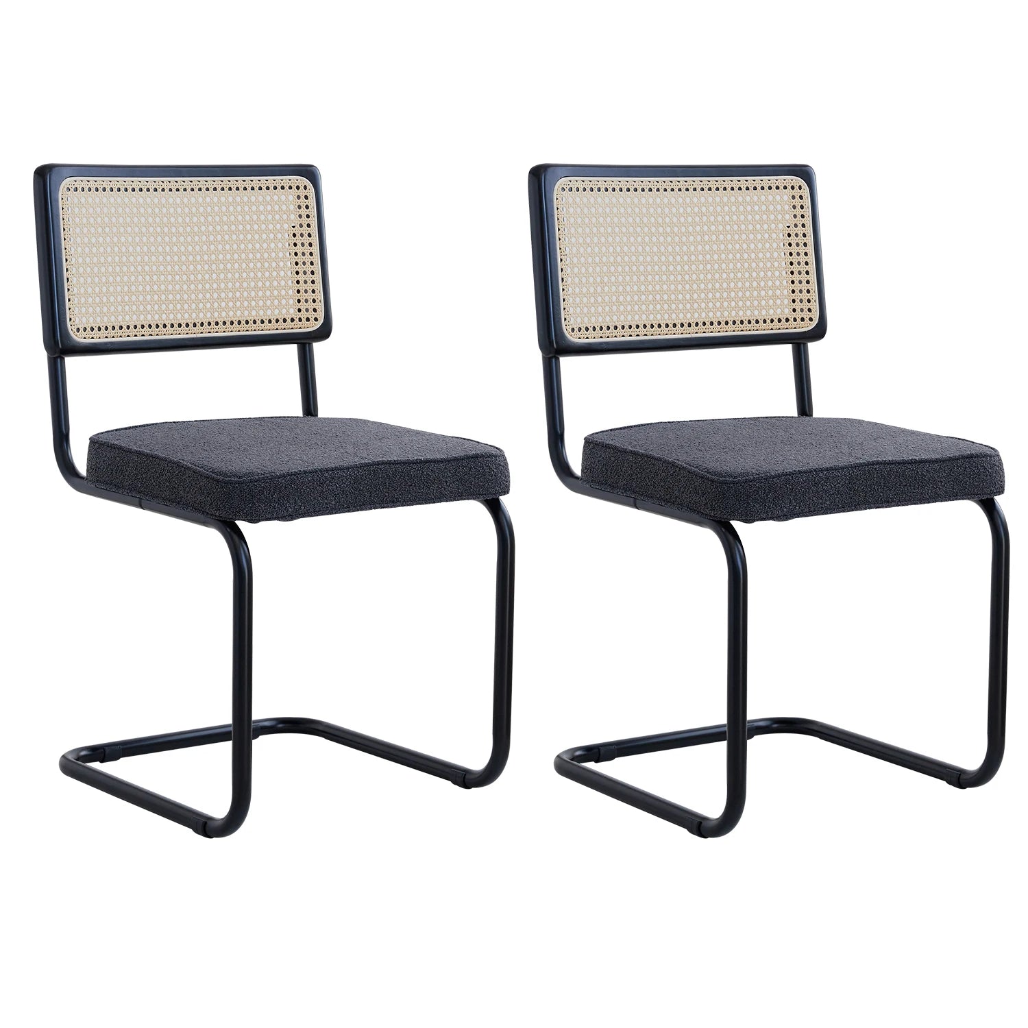 Rotan Eetkamerstoelen Set van 2 of 4 – Retro Design met Velvet Zitting en Metalen Frame