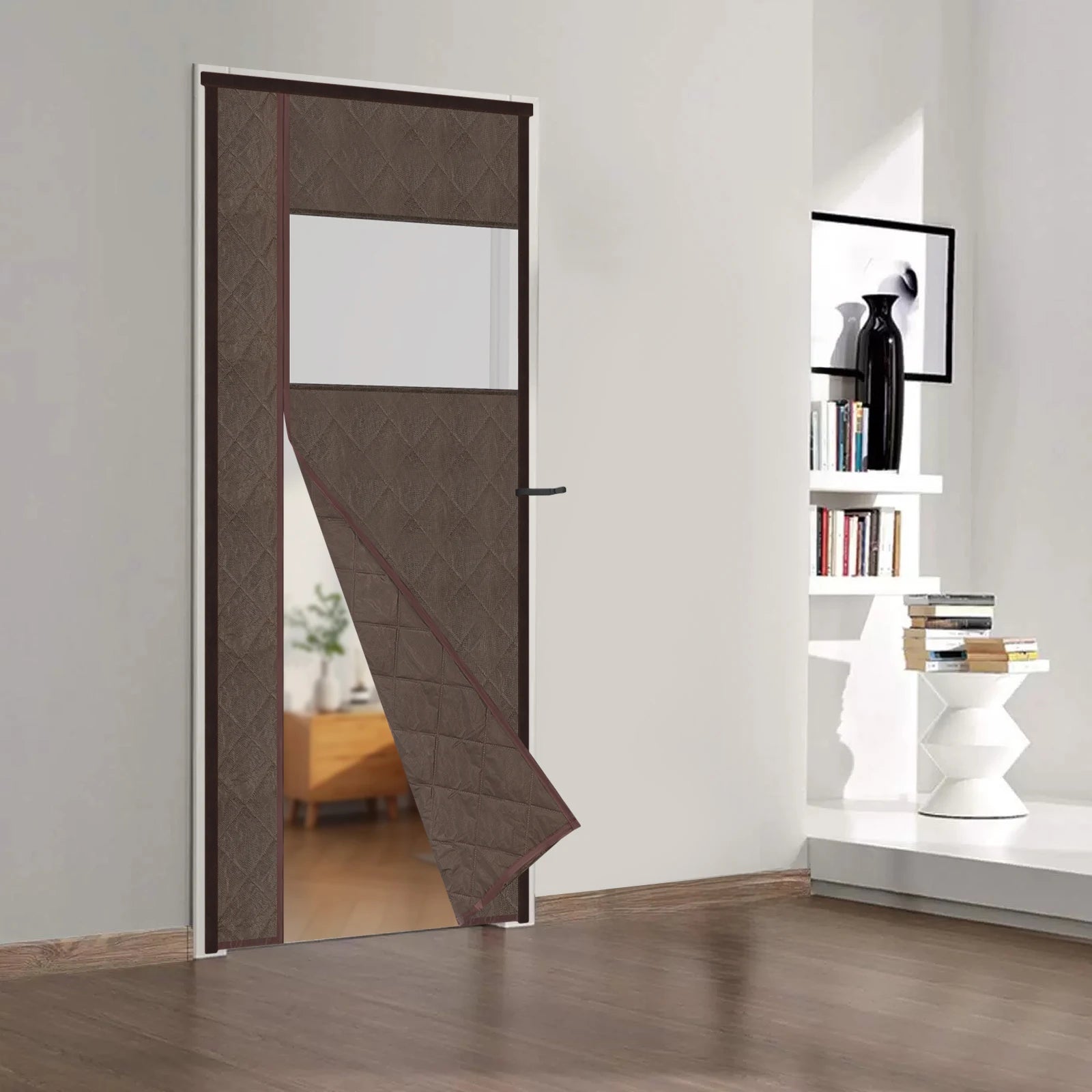 Thermisch Isolerend Magnetisch Deurgordijn – 95×210 cm Zwart/Grijs