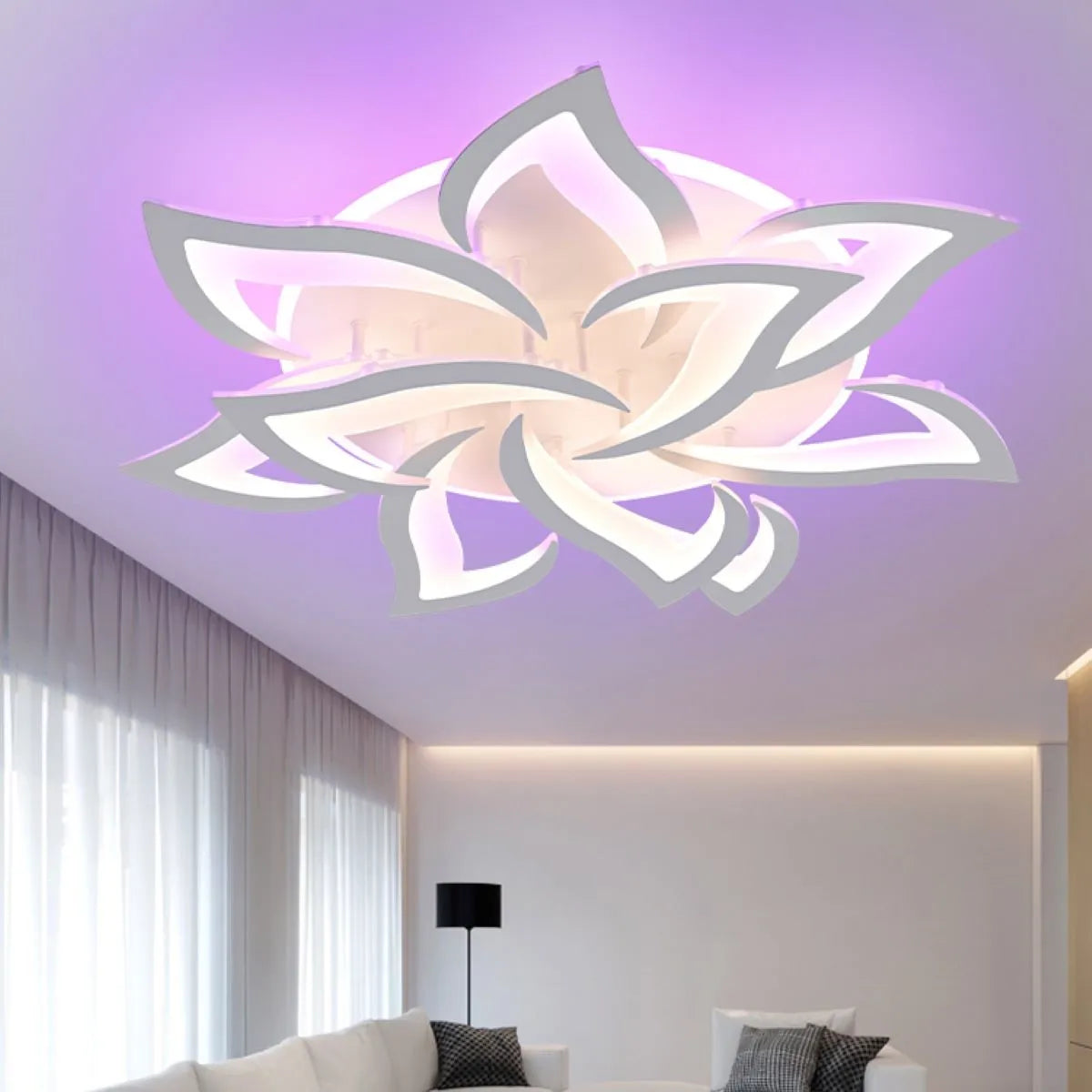 Slimme LED Plafondlamp Lotus – Dimbare Moderne Plafondverlichting met Afstandsbediening & App, Luxe Design voor Woonkamer, Slaapkamer & Eetkamer