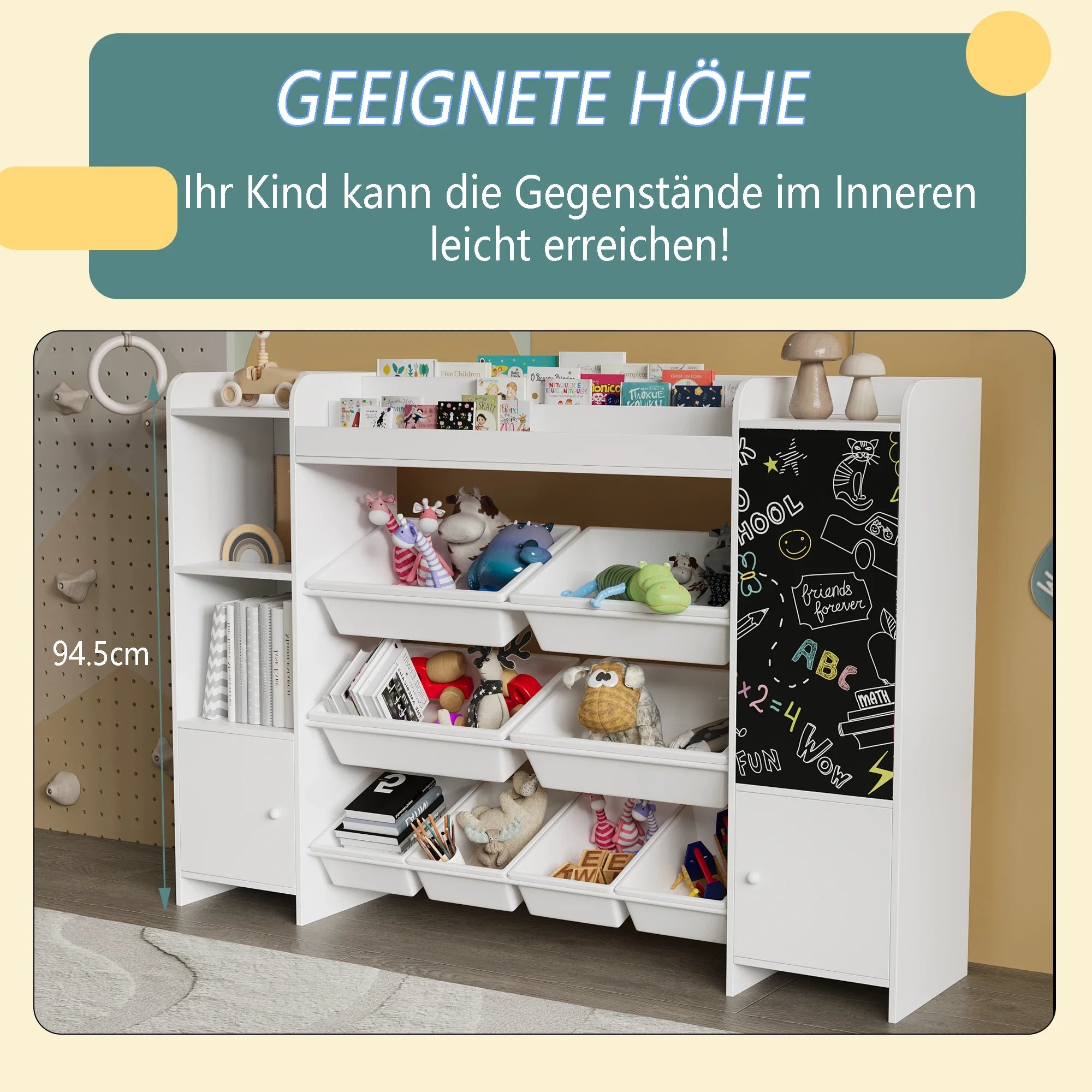 Kinderboekenkast met laden en opbergplanken – multifunctionele opbergoplossing voor peuters en kinderen