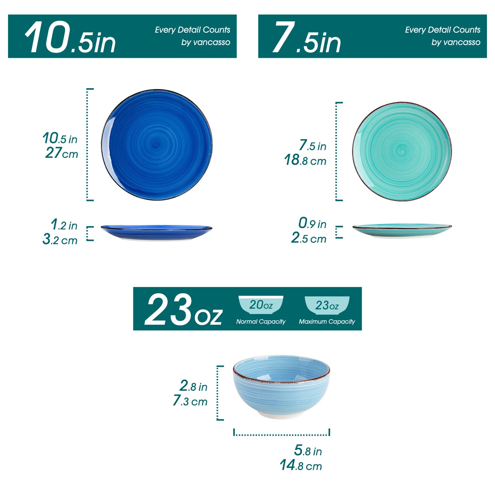 Keramisch Servies Set 12/24/48-delig – Luxe Porselein Serviesset met Handgeschilderd Spiraal Design – Vaatwasser- & Magnetronbestendig