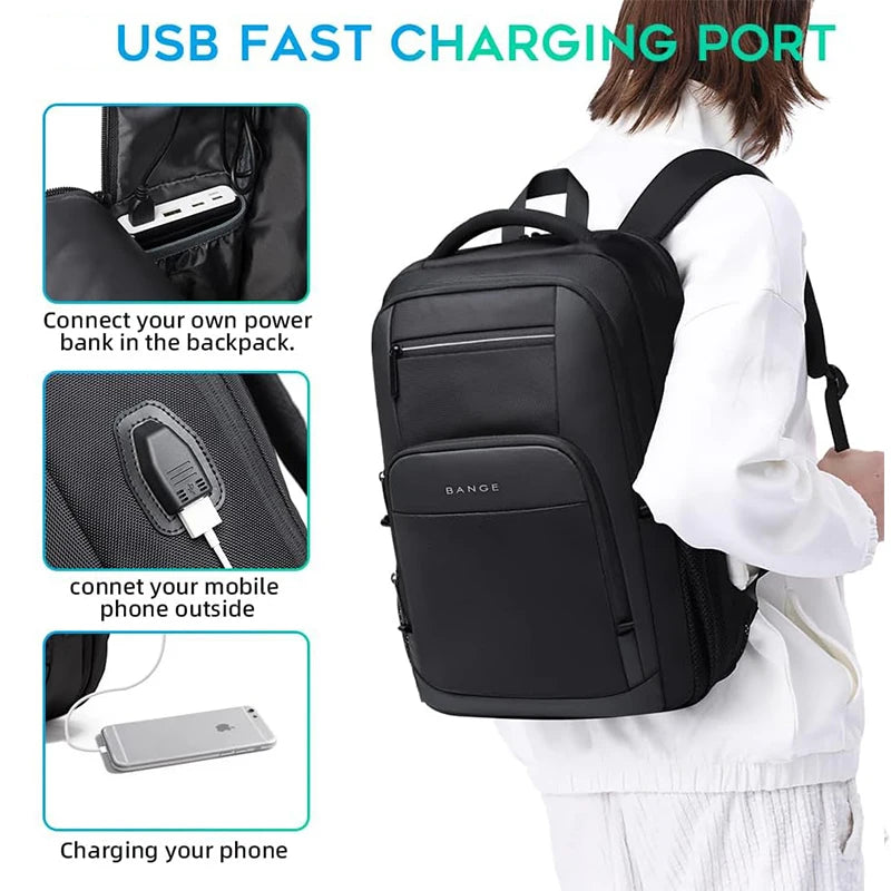Waterdichte Rugzak met USB‑Oplaadpoort – Laptoprugzak 15,6″ Unisex School & Reis