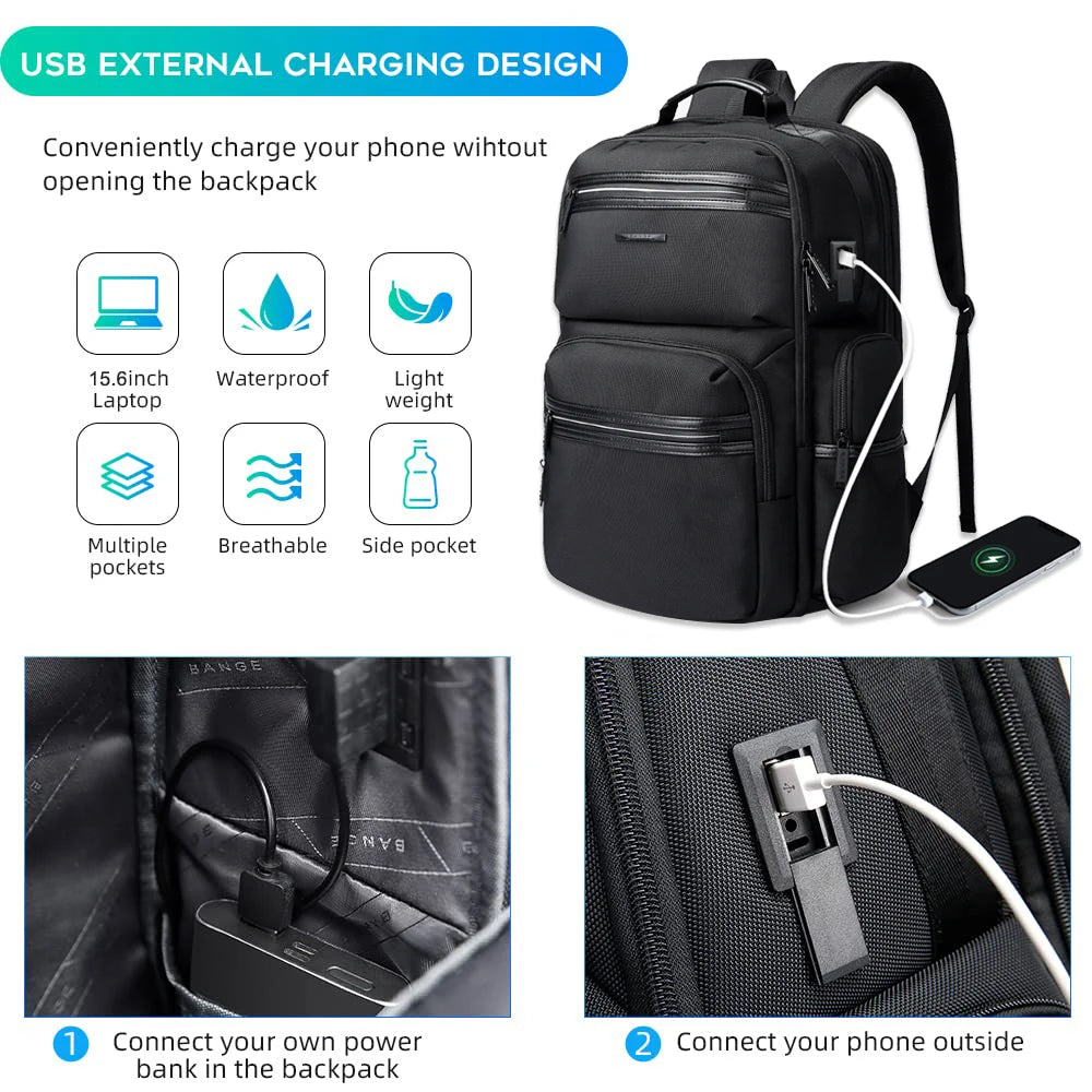 Anti‑Diefstal Laptop Rugzak 15.6 Inch – Waterdichte Business & Reis Rugtas met USB Oplaadpoort