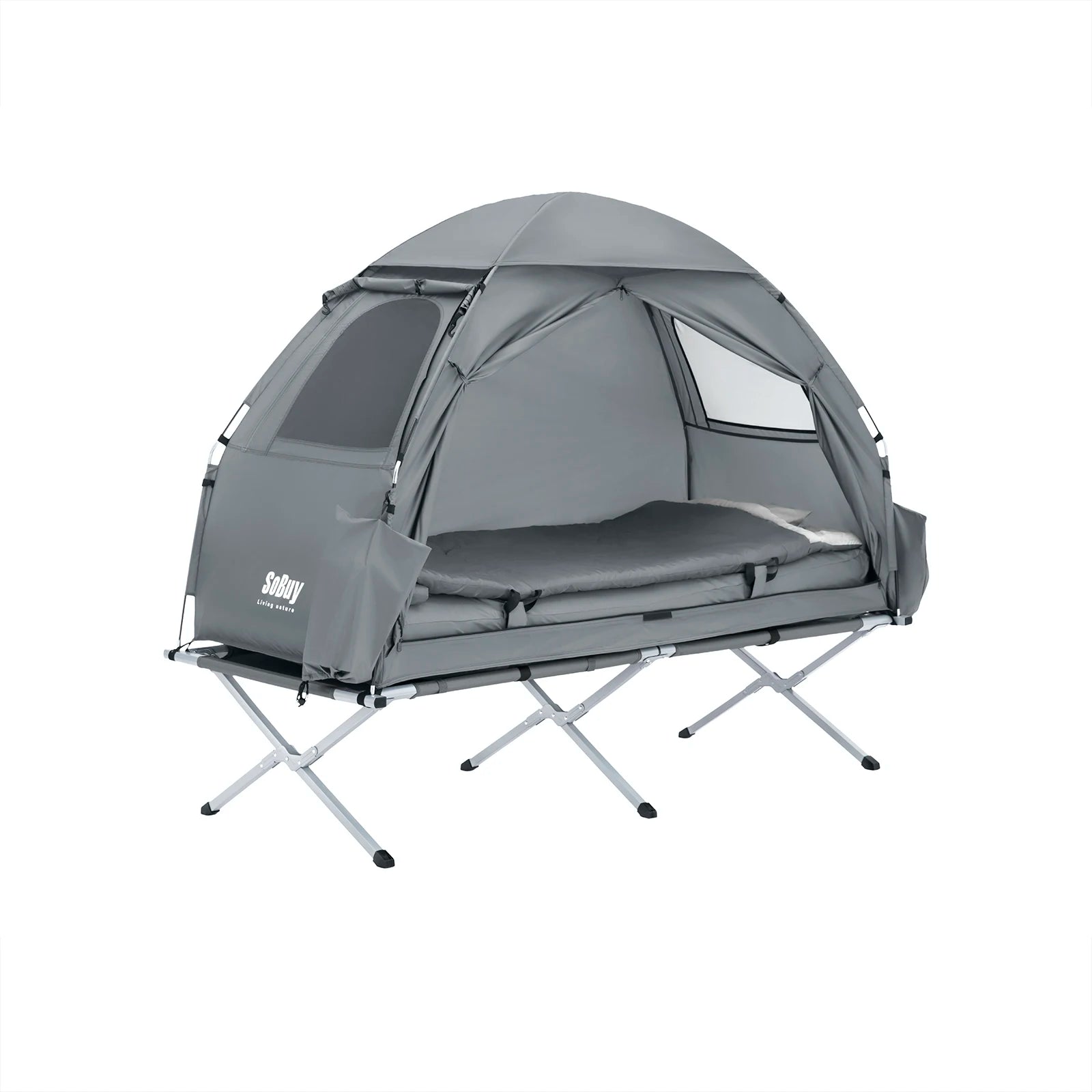 1-Persoons Outdoor Iglo Tent met Luchtbed en Pomp – Complete Camping Tent Set met Slaapzak en Draagtas