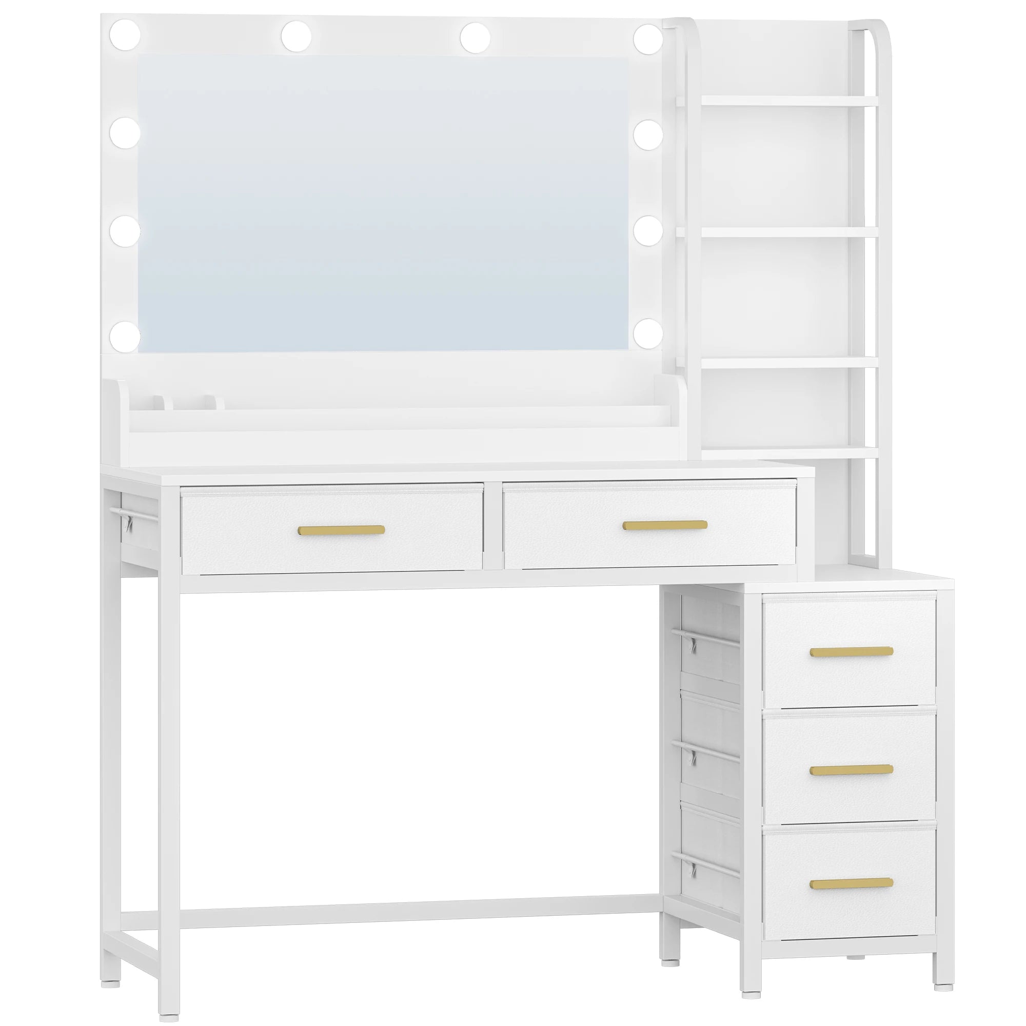 Moderne Make‑up Dressing Table met Grote Spiegel en 5 Laden – Stijlvolle Opbergoplossing