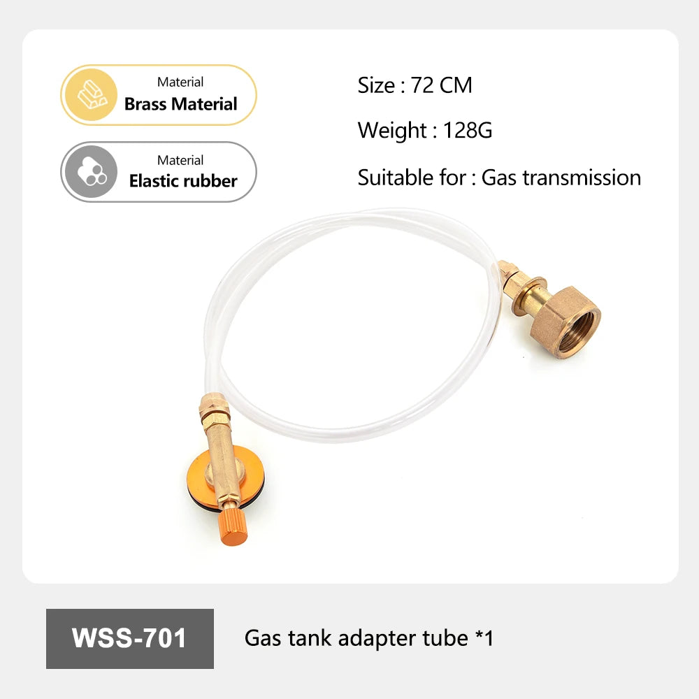 Messing gasfles adapterbuis met elastische slang – veilige aansluiting voor buiten koken