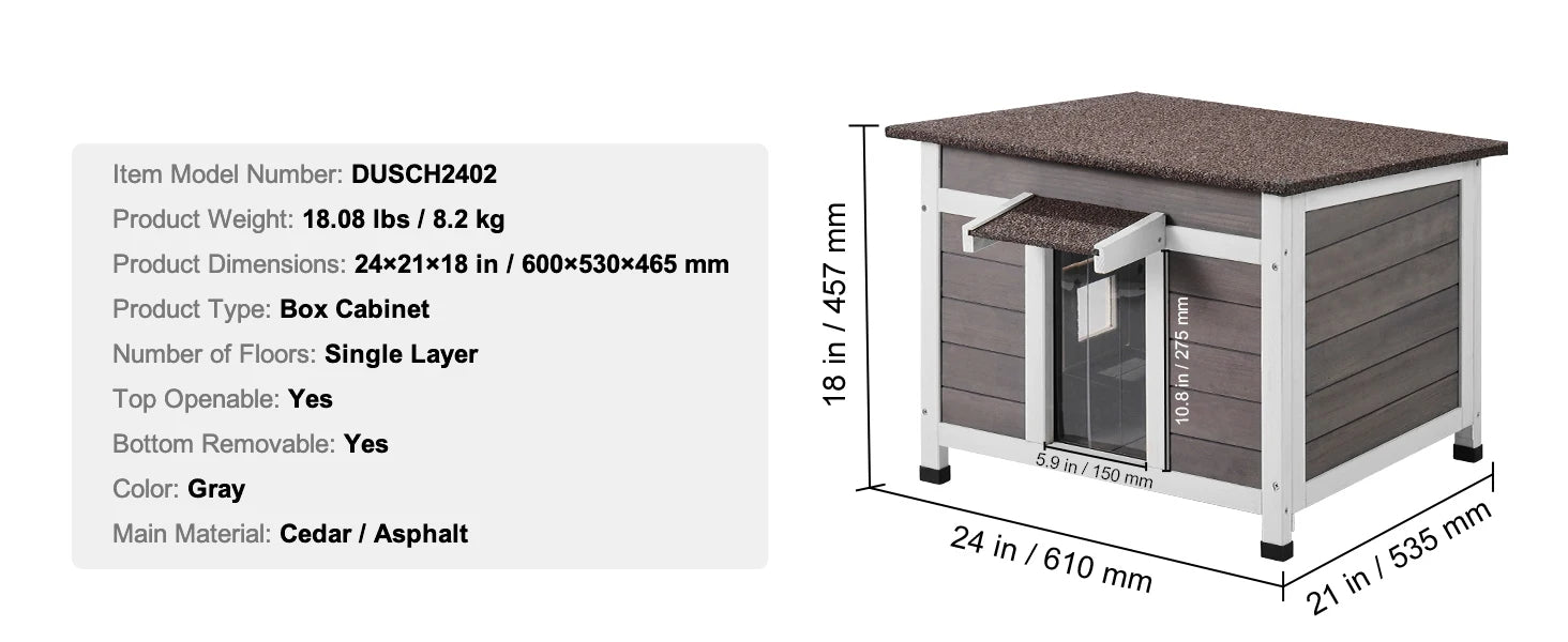Geïsoleerd Buiten Kattenhuis Hout – Weerbestendig Kattenhok met Dak en PVC Deur – Winterproof Kattenverblijf voor Buiten