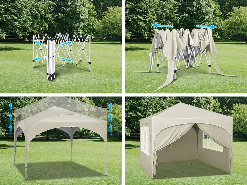 Opvouwbare Partytent 3x3 m Waterafstotend – Pop-up Tuintent met 4 Zijwanden, UV50+ Bescherming & Draagtas