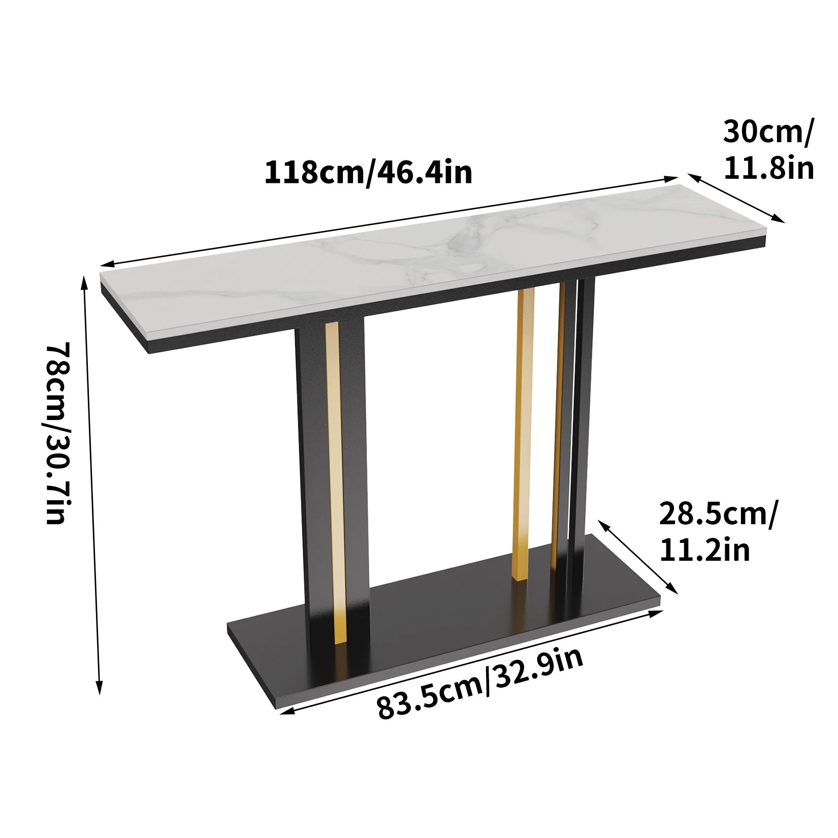 Moderne Console Tafel met Sintered Stone Blad – Smalle Haltafel / Wandtafel Luxe Design 118 cm